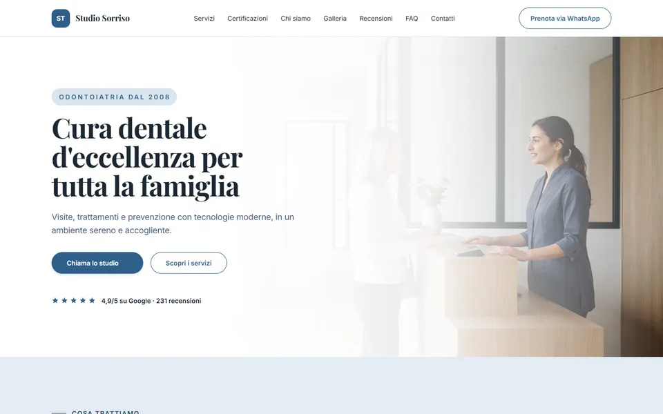 Anteprima del sito demo Studio Sorriso — Roma (dentista)