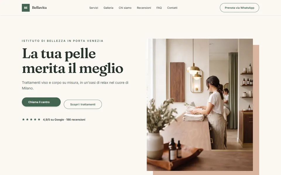 Anteprima del sito demo Bellavita — Milano (centro estetico)