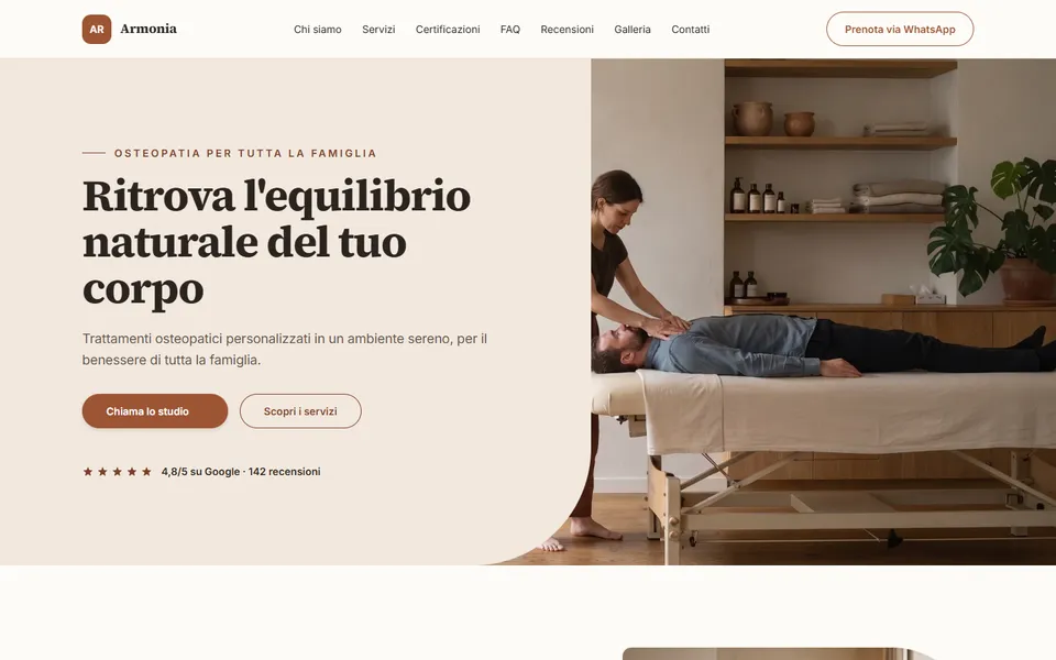 Anteprima del sito demo Studio Armonia — Bologna (osteopata)