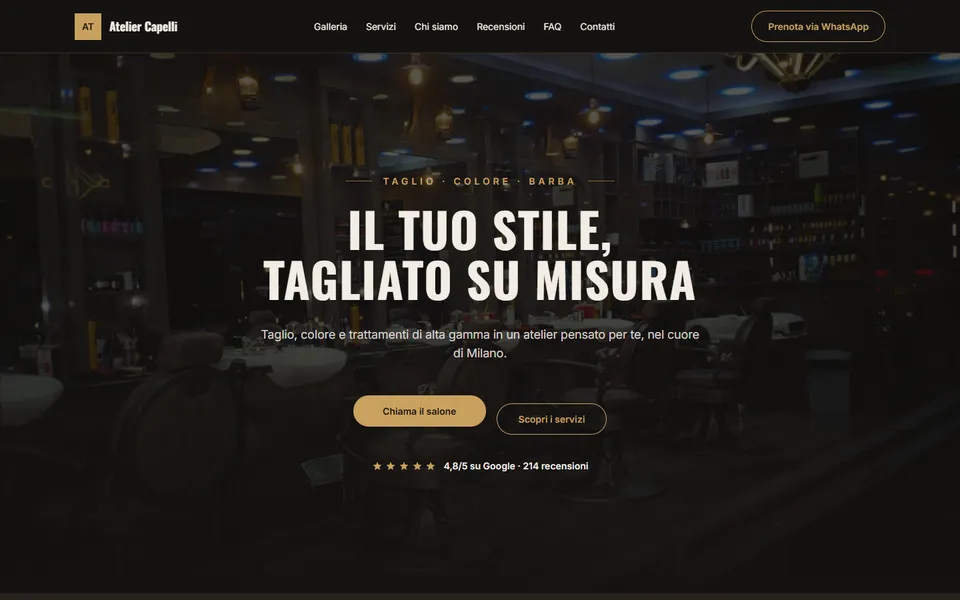 Anteprima del sito demo Atelier Capelli — Milano (parrucchiere e barbiere)